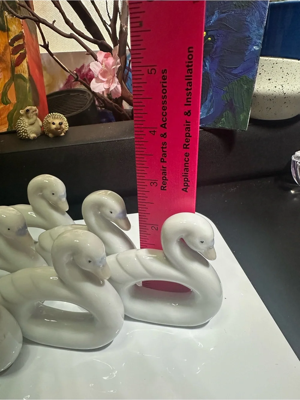 Set of 6 White Ceramic Swan Napkin Rings